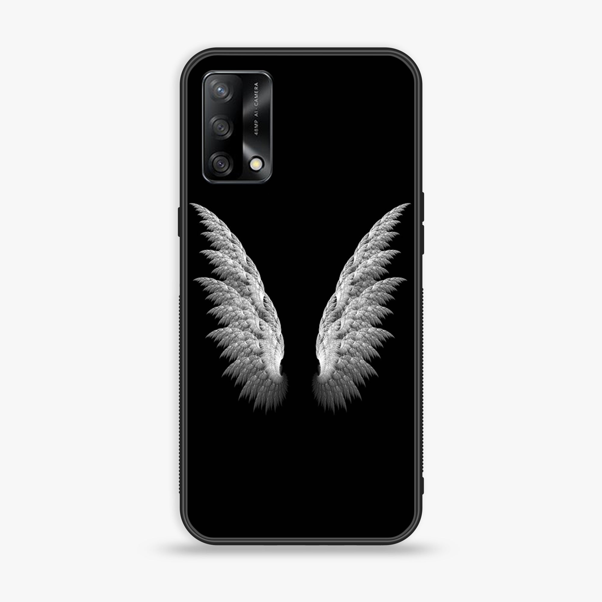 Oppo A74 - Angel Wings Series - Premium Printed Glass soft Bumper shock Proof Case