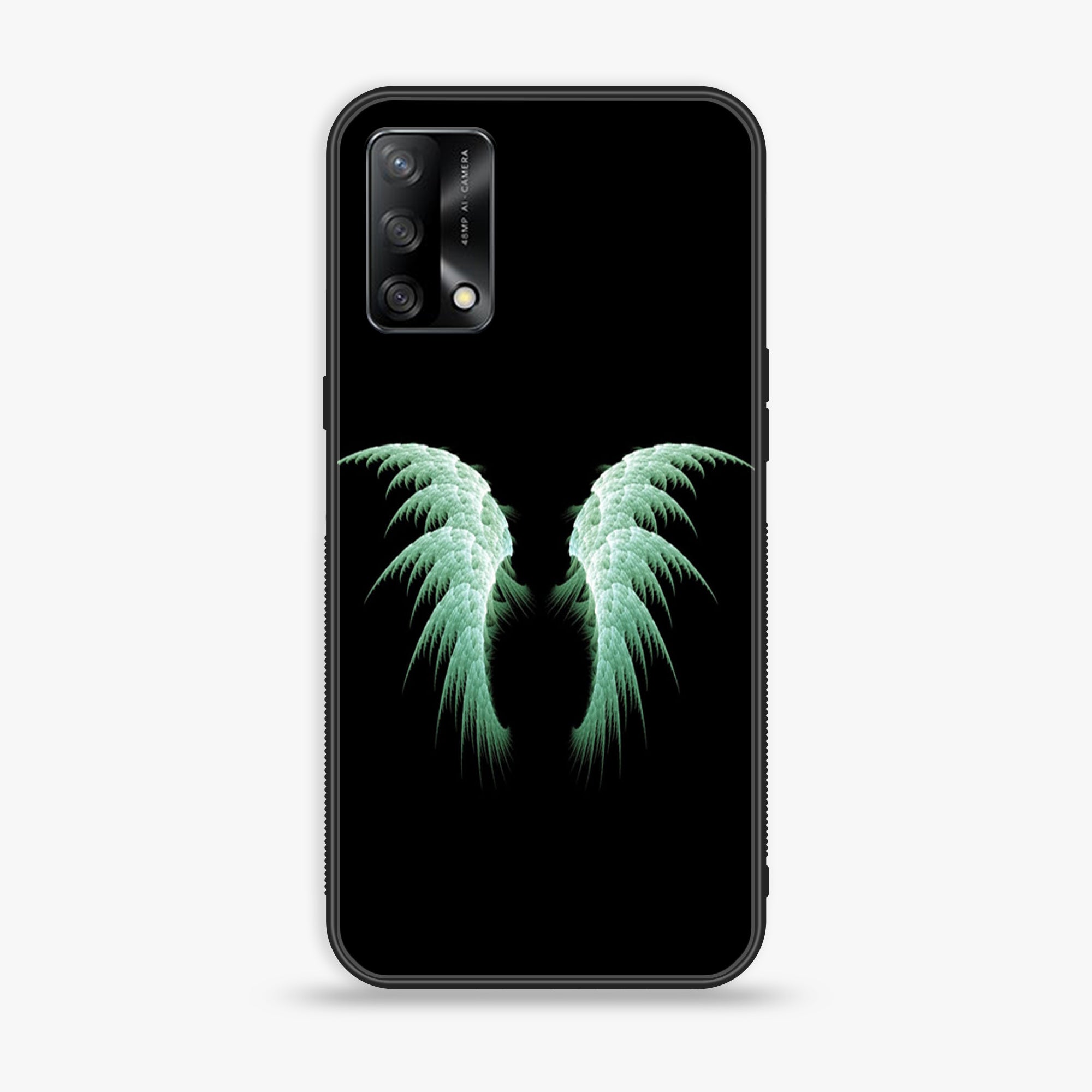 Oppo A74 - Angel Wings Series - Premium Printed Glass soft Bumper shock Proof Case