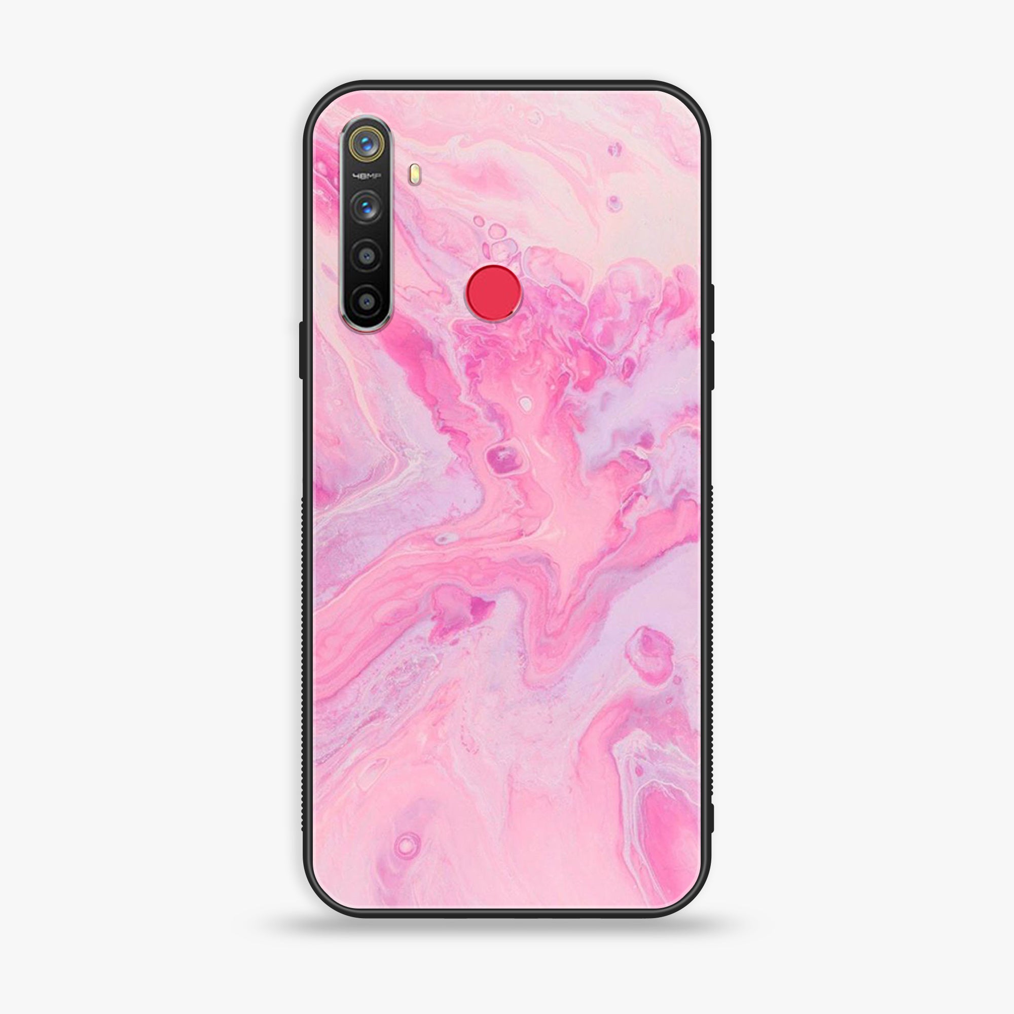 Realme 5s - Pink Marble Series - Premium Printed Glass soft Bumper shock Proof Case