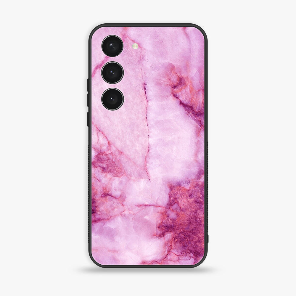Samsung Galaxy S23 - Pink  Marble Series - Premium Printed Glass soft Bumper shock Proof Case