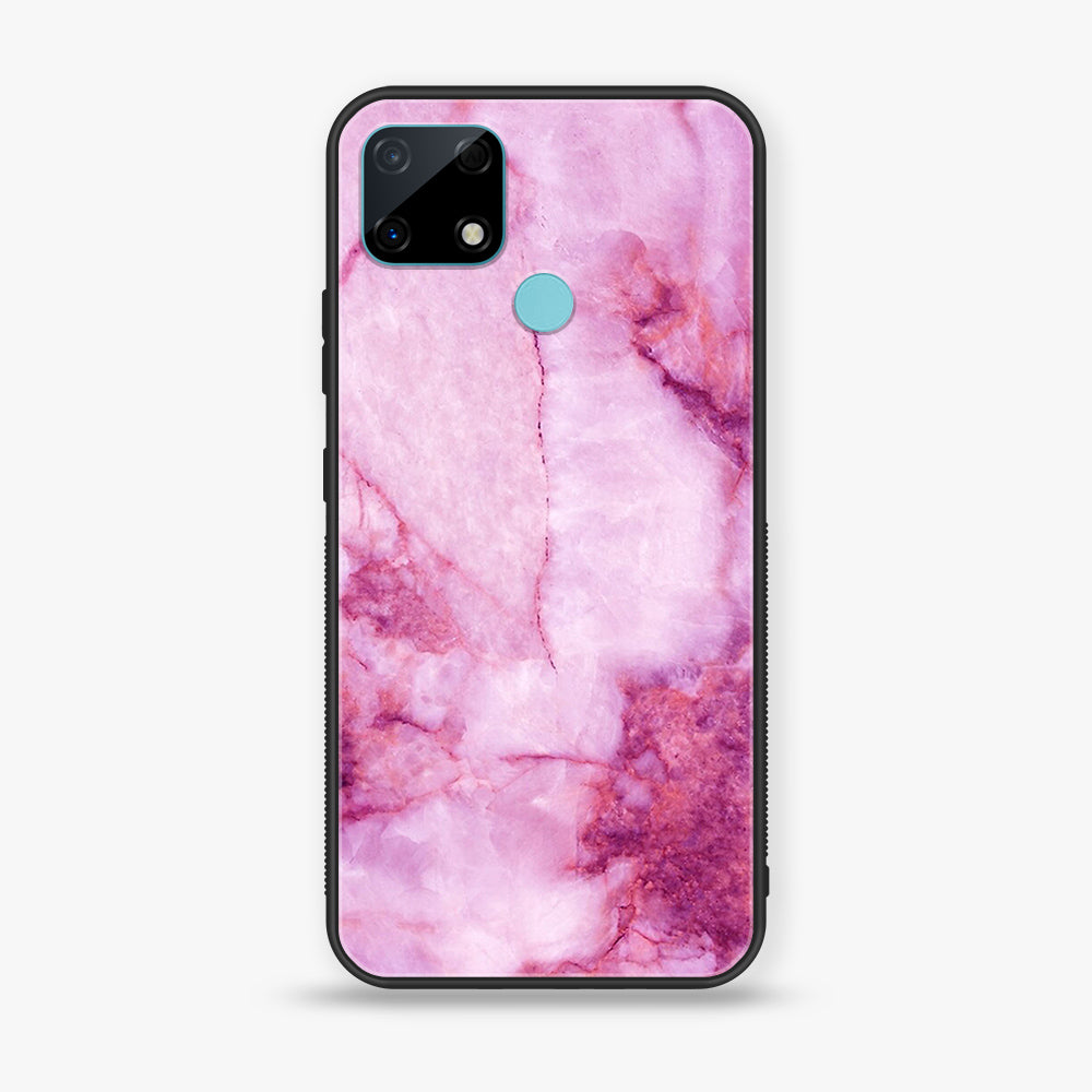 Realme Narzo 30A - Pink Marble Series - Premium Printed Glass soft Bumper shock Proof Case