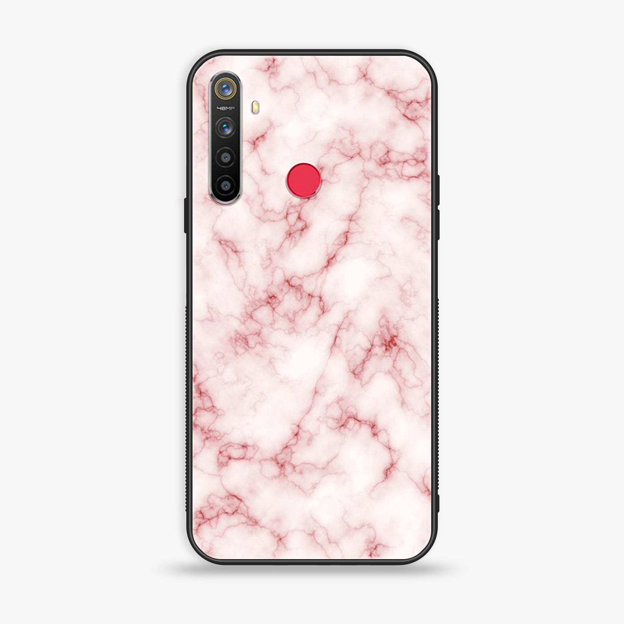 Realme 5s - Pink Marble Series - Premium Printed Glass soft Bumper shock Proof Case