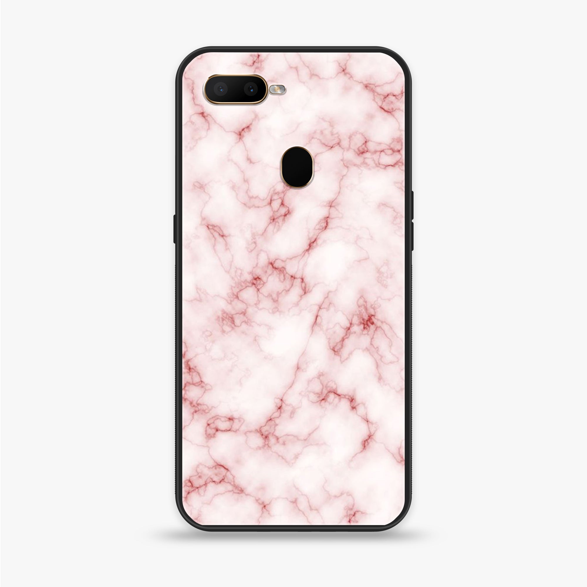 OPPO A5s - Pink Marble Series - Premium Printed Glass soft Bumper shock Proof Case