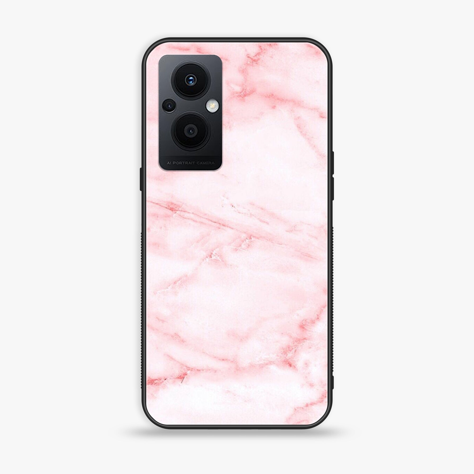 Oppo Reno 7z - Pink Marble Series - Premium Printed Glass soft Bumper shock Proof Case