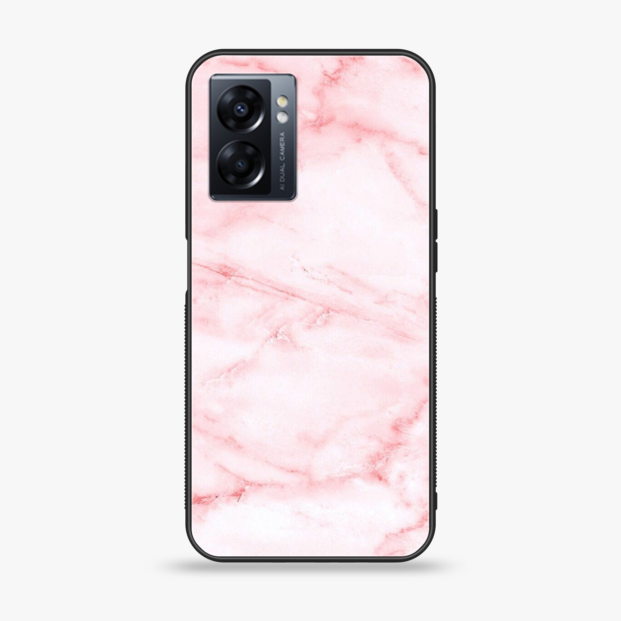 Oppo A57 2022 - Pink Marble Series - Premium Printed Glass soft Bumper shock Proof Case