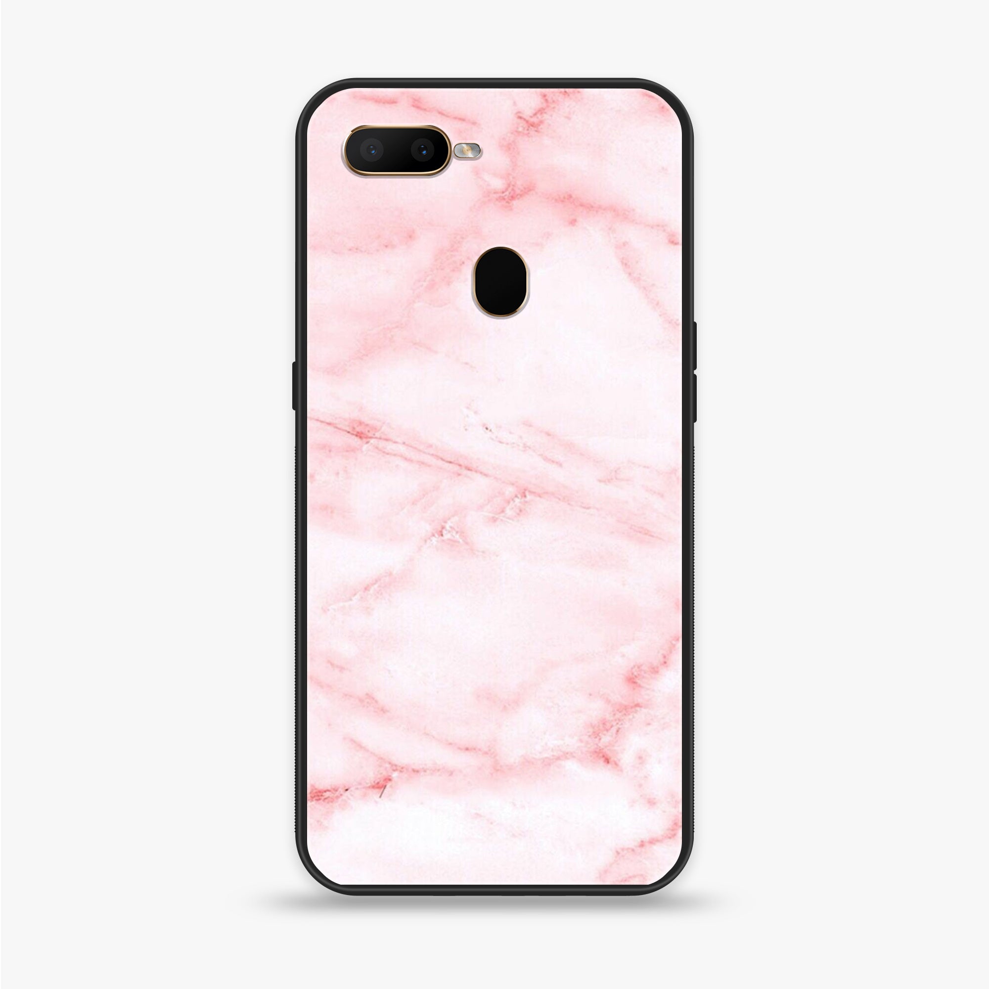 OPPO A5s - Pink Marble Series - Premium Printed Glass soft Bumper shock Proof Case