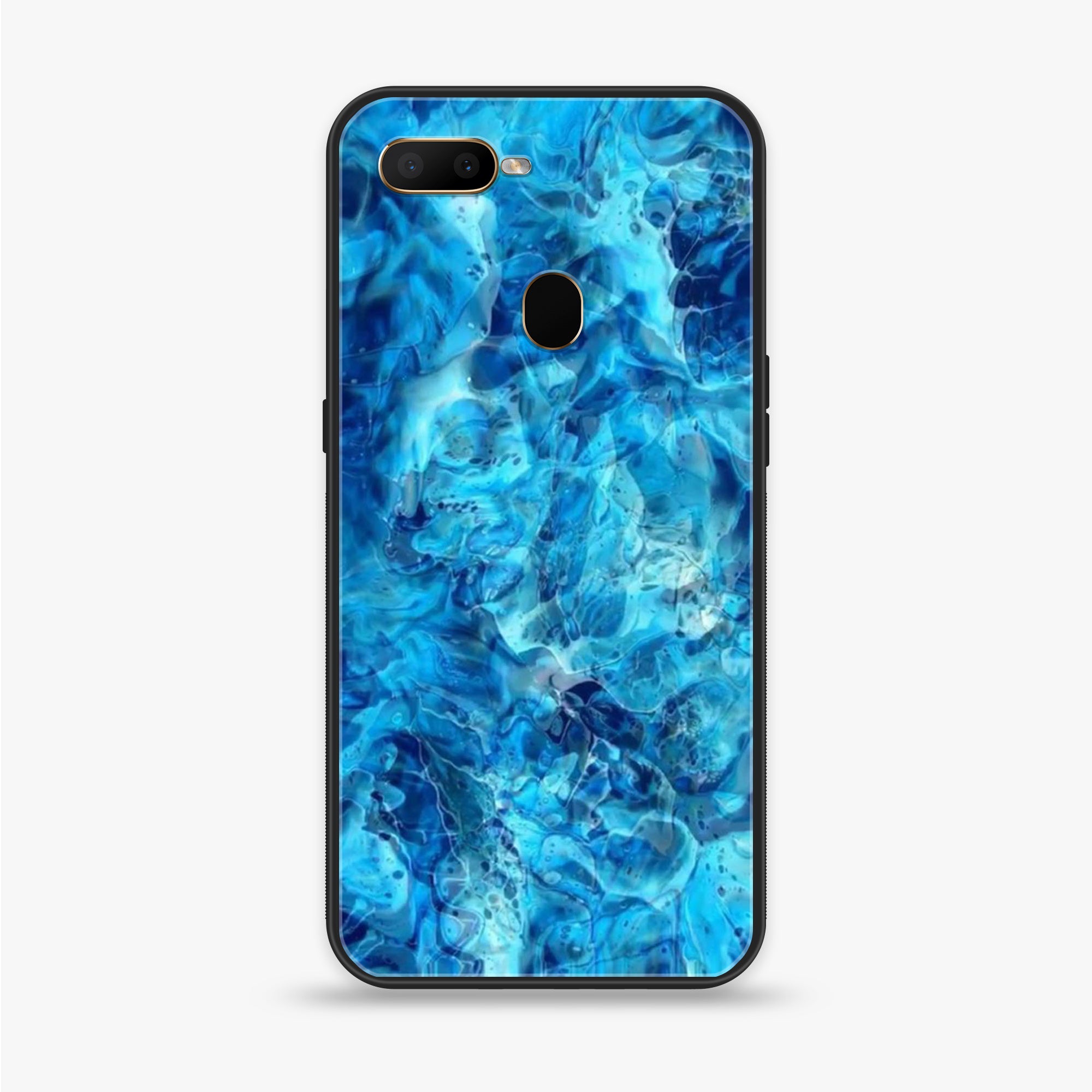 OPPO A5s - Blue Marble Series - Premium Printed Glass soft Bumper shock Proof Case