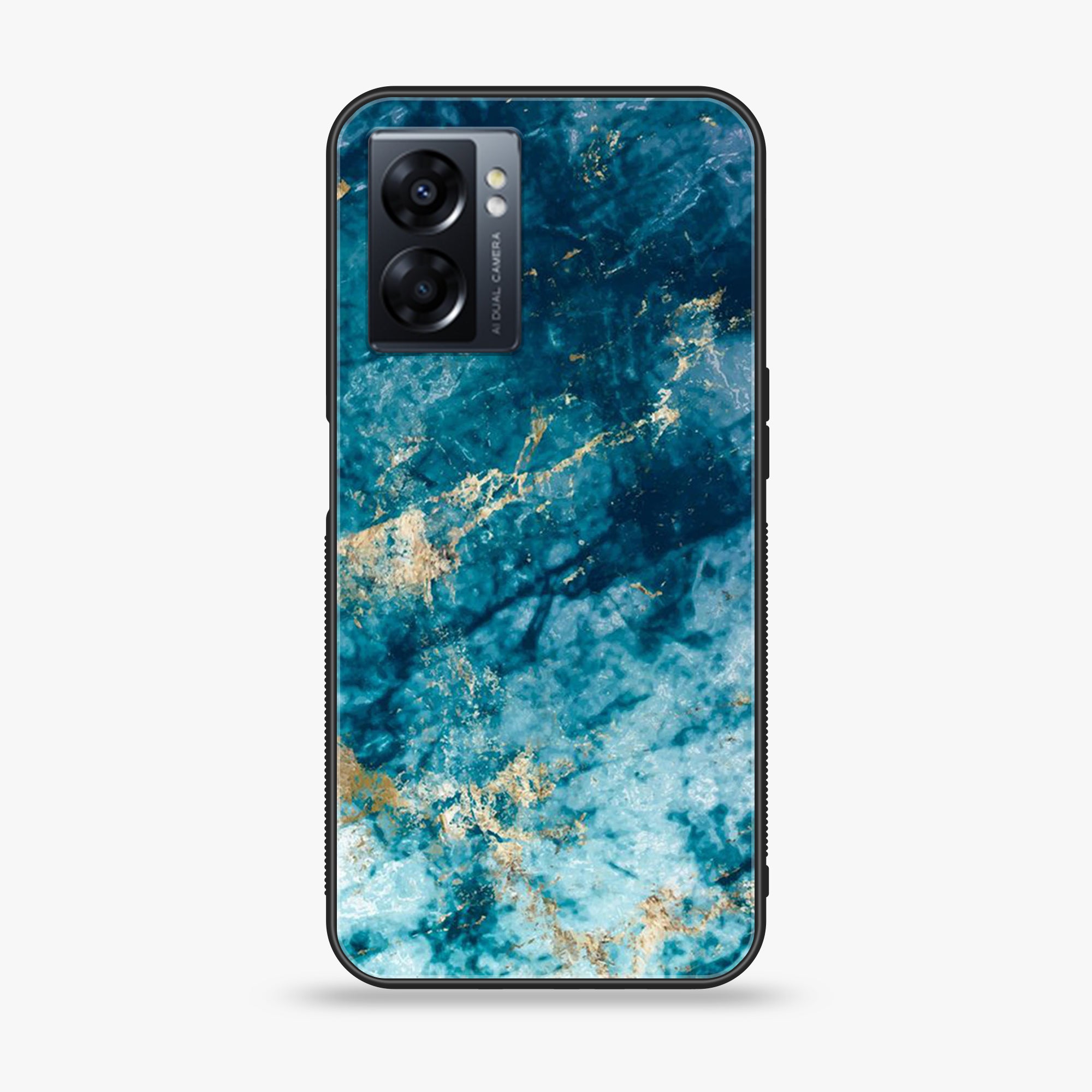 Oppo A57 2022 - Blue Marble Series - Premium Printed Glass soft Bumper shock Proof Case