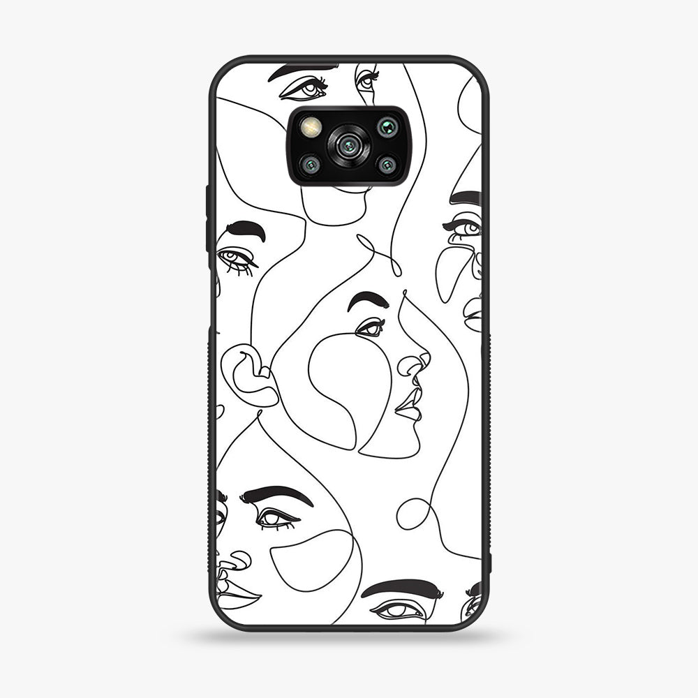 Xiaomi Poco X3 - Girl line Art Series - Premium Printed Glass soft Bumper shock Proof Case
