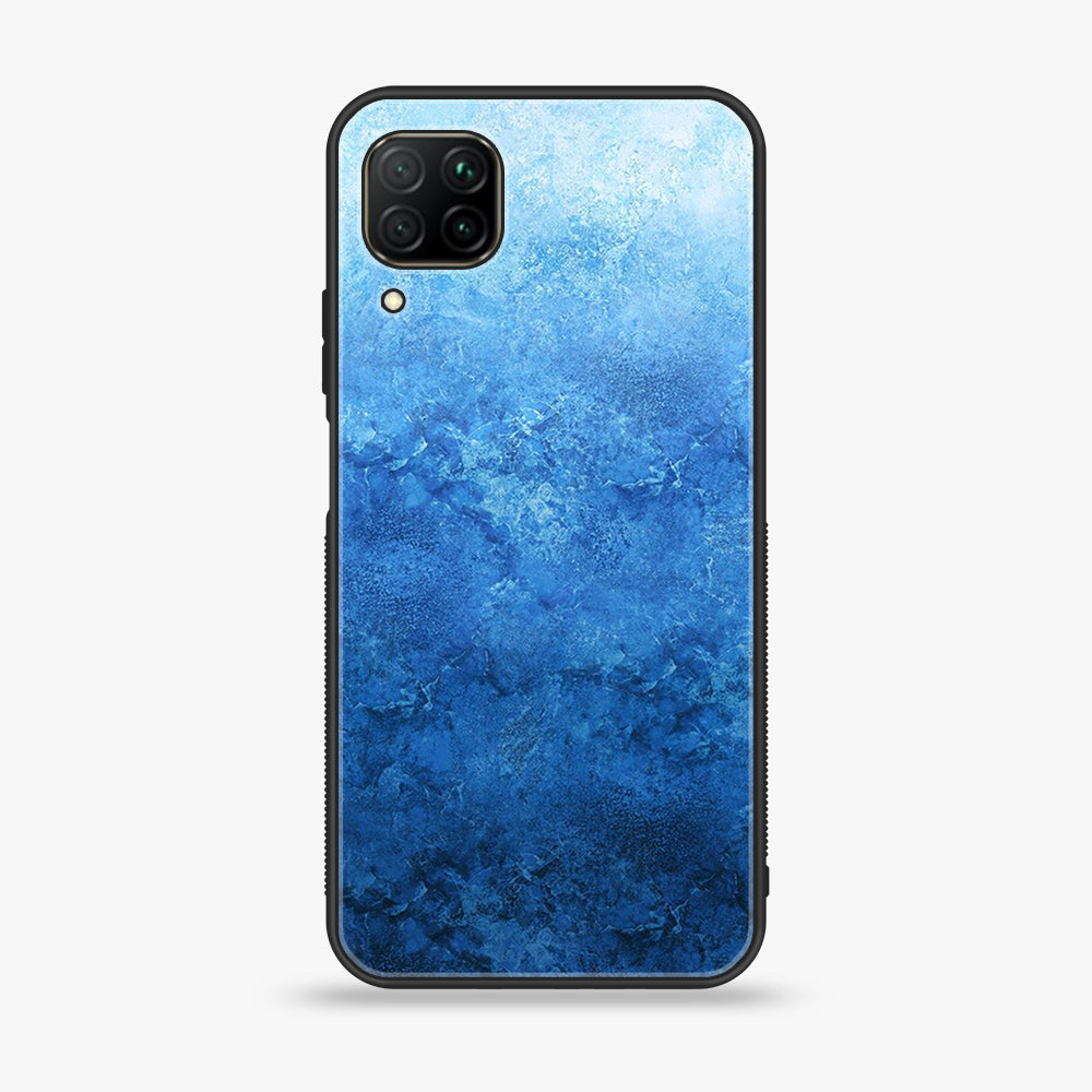 Huawei Nova 7i  Blue Marble Series  Premium Printed Glass soft Bumper shock Proof Case