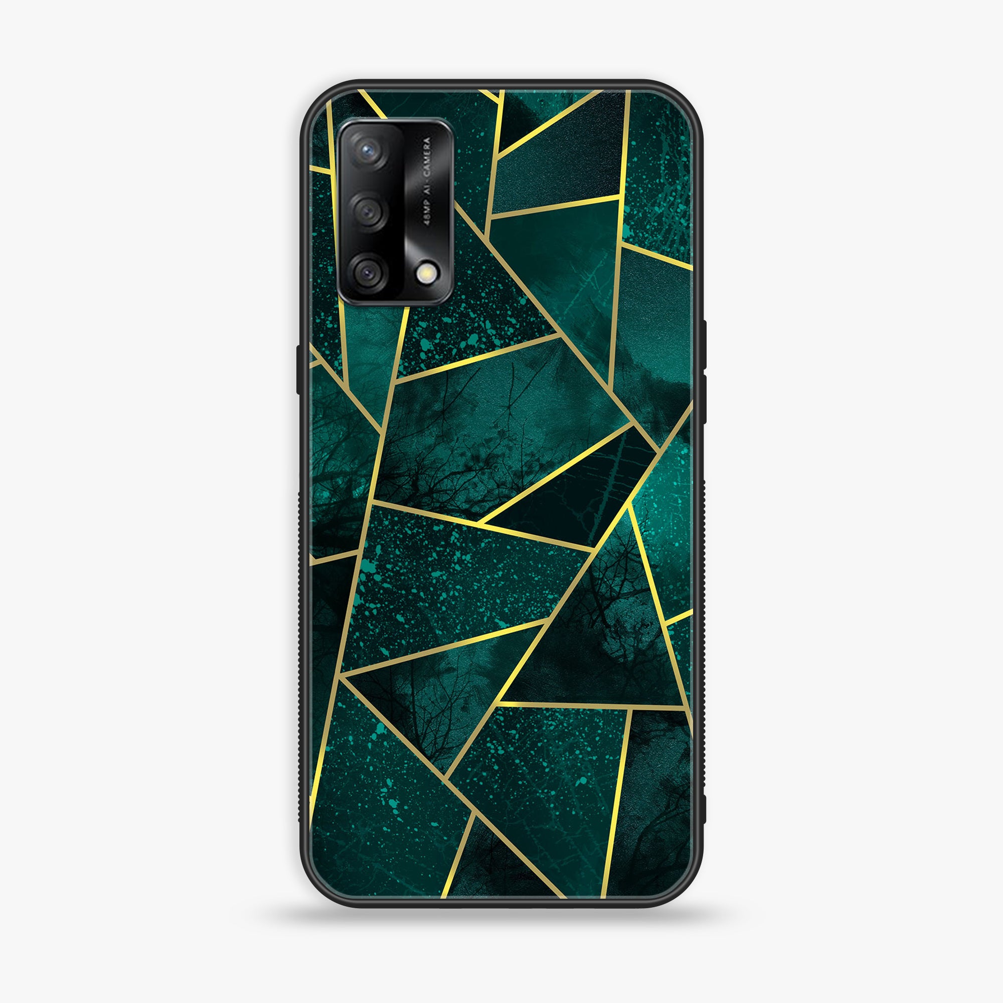 Oppo A74 - Geometric Marble Series - Premium Printed Glass soft Bumper shock Proof Case