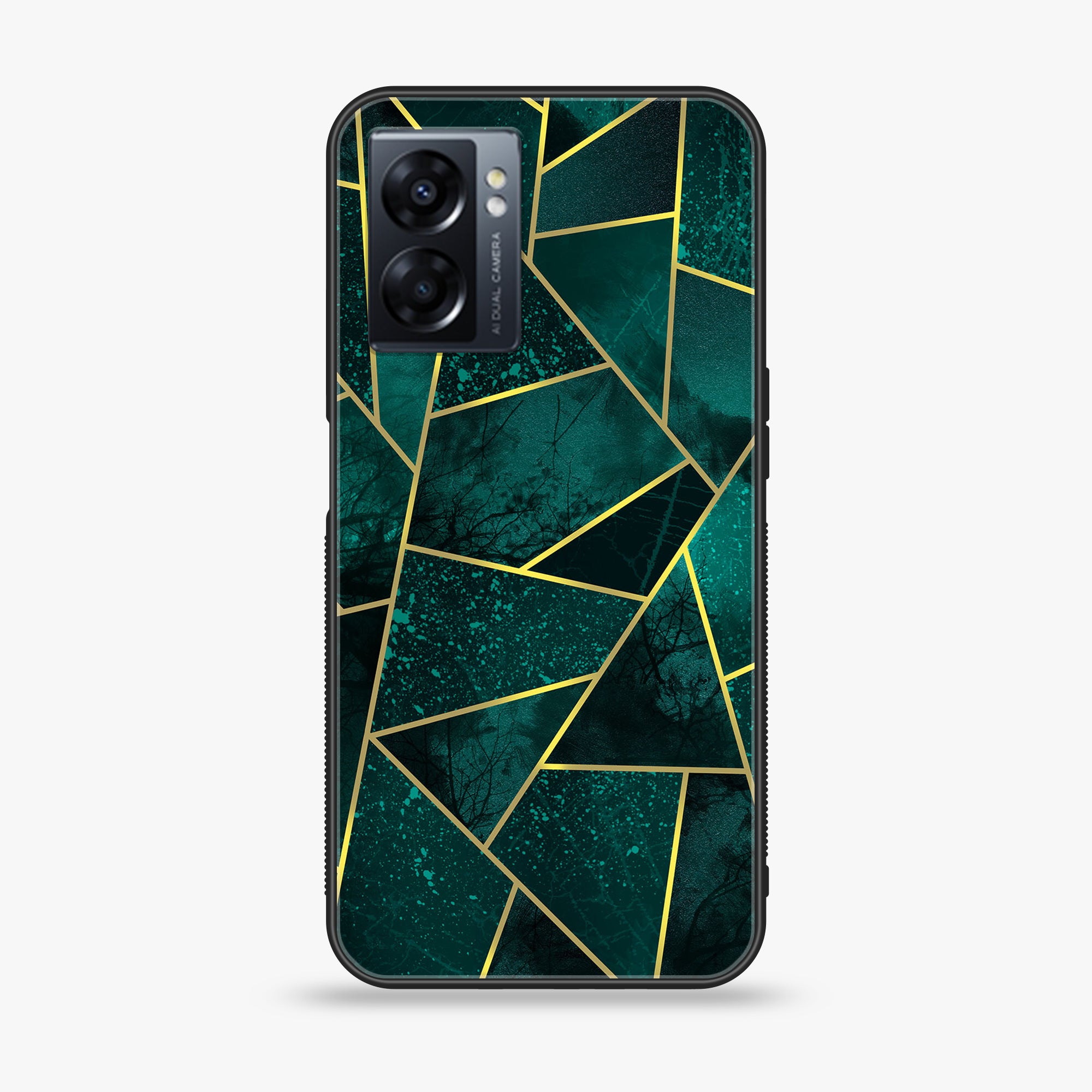 Oppo A57 2022 - Geometric Marble Series - Premium Printed Glass soft Bumper shock Proof Case