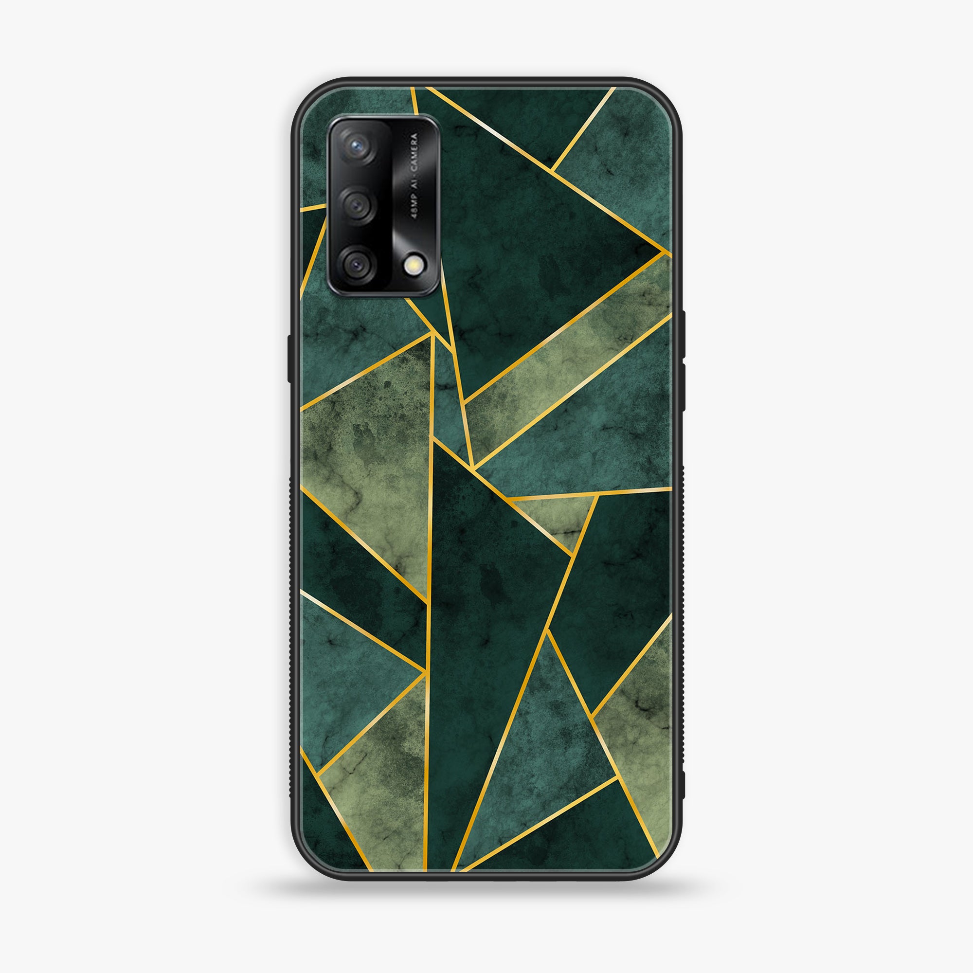 Oppo A74 - Geometric Marble Series - Premium Printed Glass soft Bumper shock Proof Case