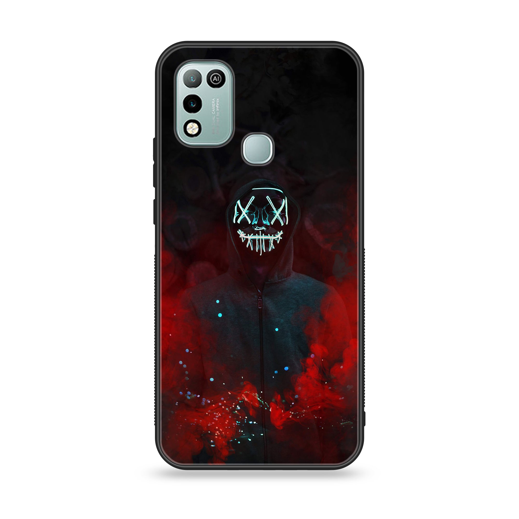 Infinix Hot 10 Play- Anonymous 2.0  Series - Premium Printed Glass soft Bumper shock Proof Case