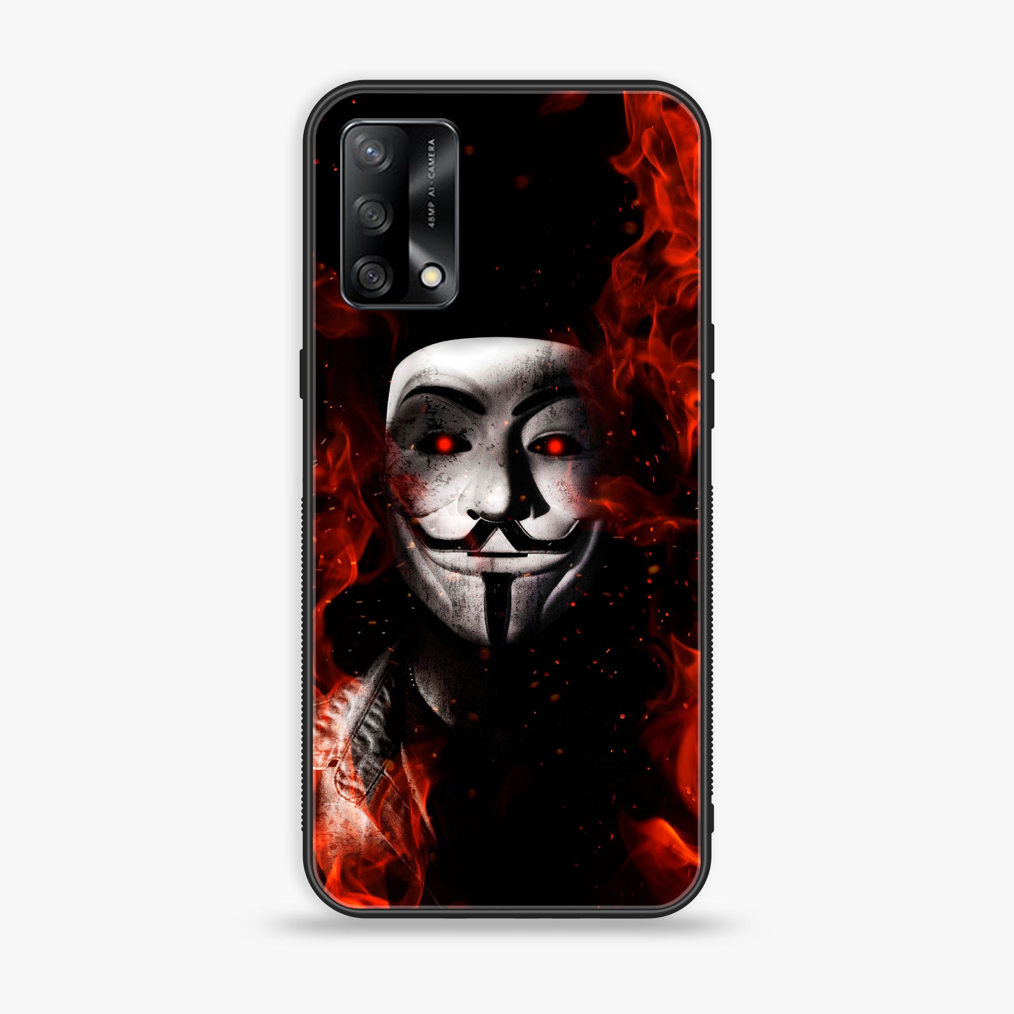 Oppo A74 - Anonymous 2.0  Series - Premium Printed Glass soft Bumper shock Proof Case
