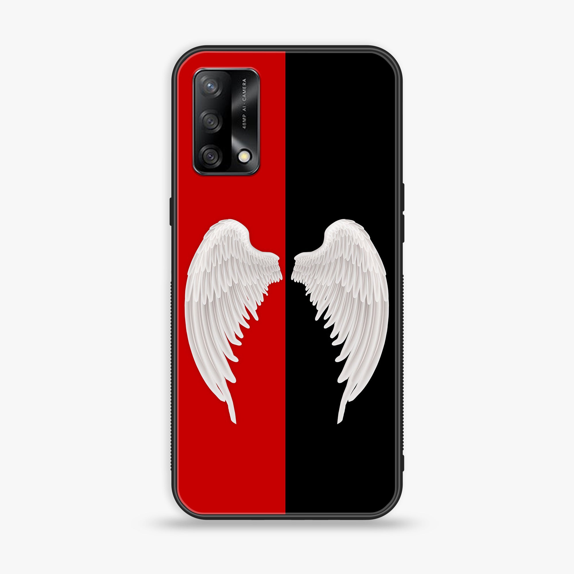 Oppo F19 - Angel Wings 2.0 Series - Premium Printed Glass soft Bumper shock Proof Case