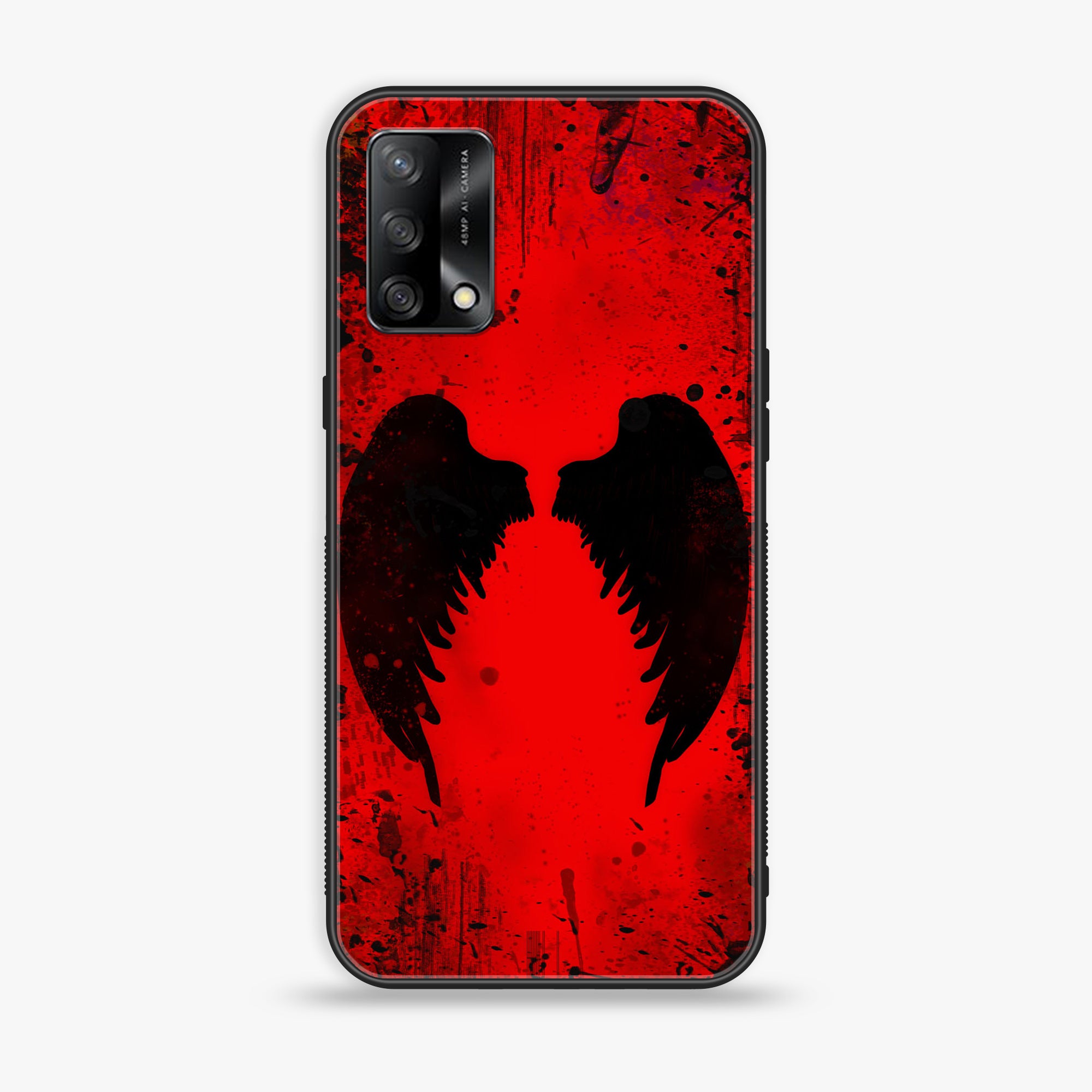 Oppo A74 - Angel Wings 2.0 Series - Premium Printed Glass soft Bumper shock Proof Case