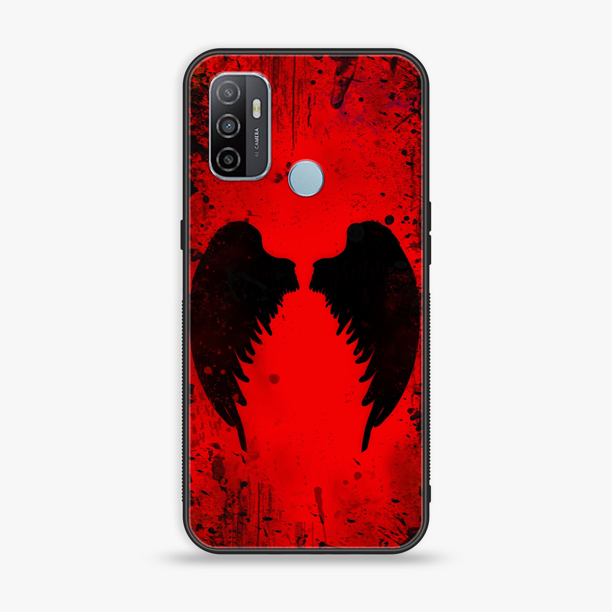 Oppo A53 - Angel Wings 2.0 Series - Premium Printed Glass soft Bumper shock Proof Case