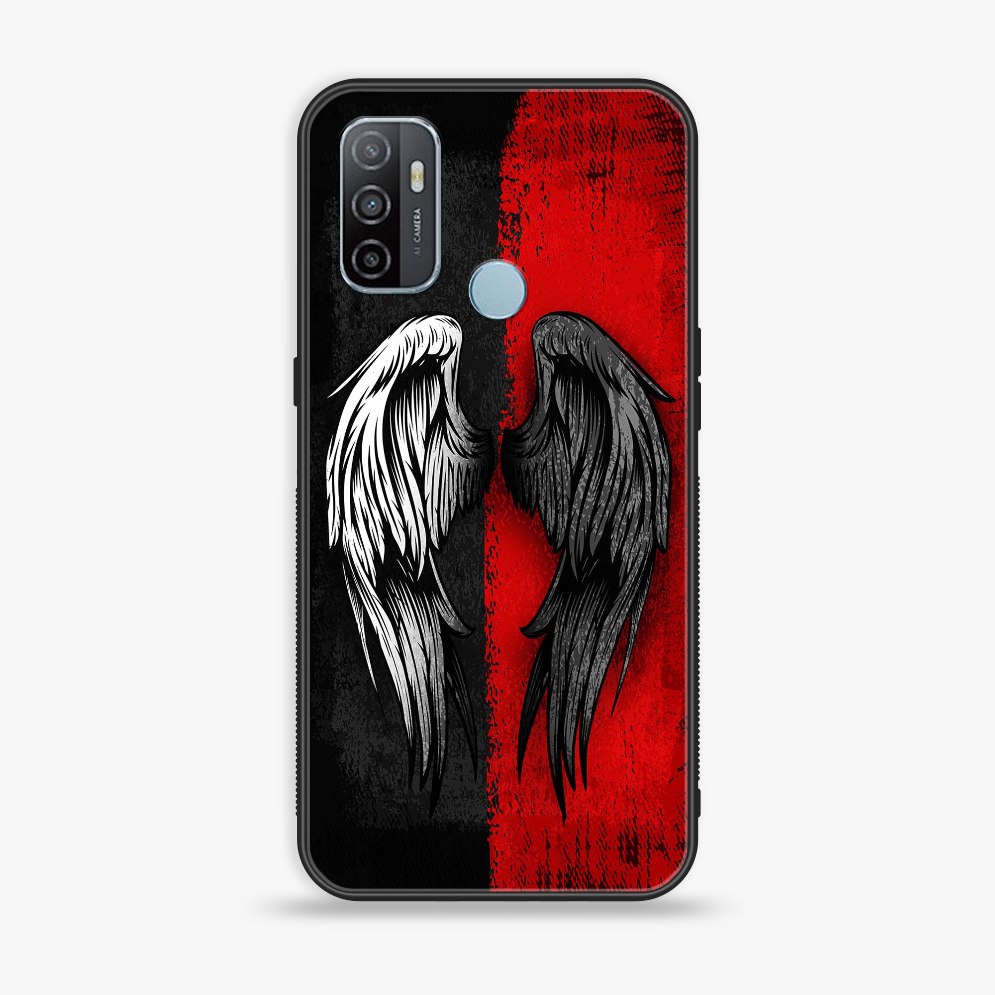 Oppo A53 - Angel Wings 2.0 Series - Premium Printed Glass soft Bumper shock Proof Case