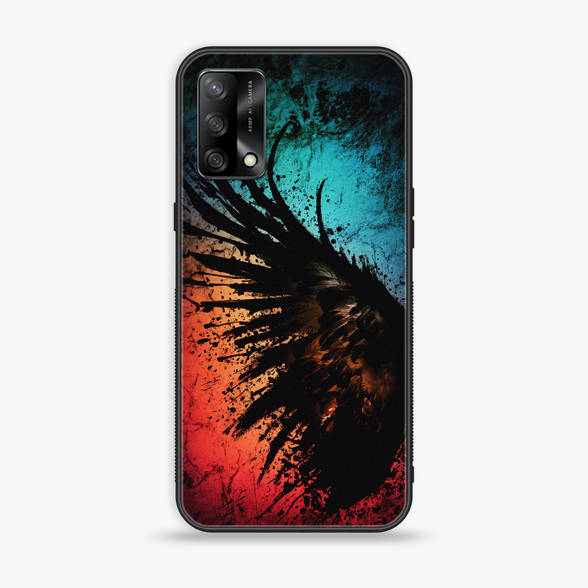 Oppo A74 - Angel Wings 2.0 Series - Premium Printed Glass soft Bumper shock Proof Case