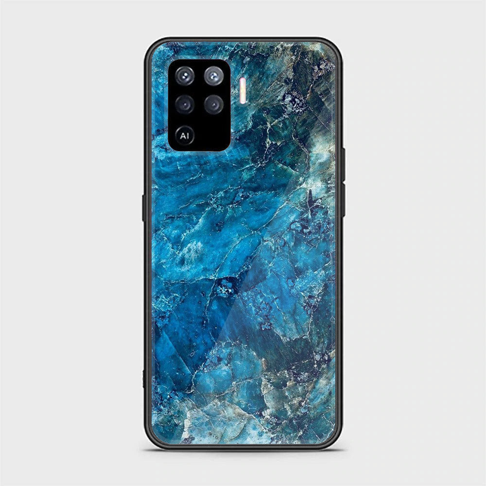 Oppo A94 - Blue Marble Series - Premium Printed Glass soft Bumper shock Proof Case