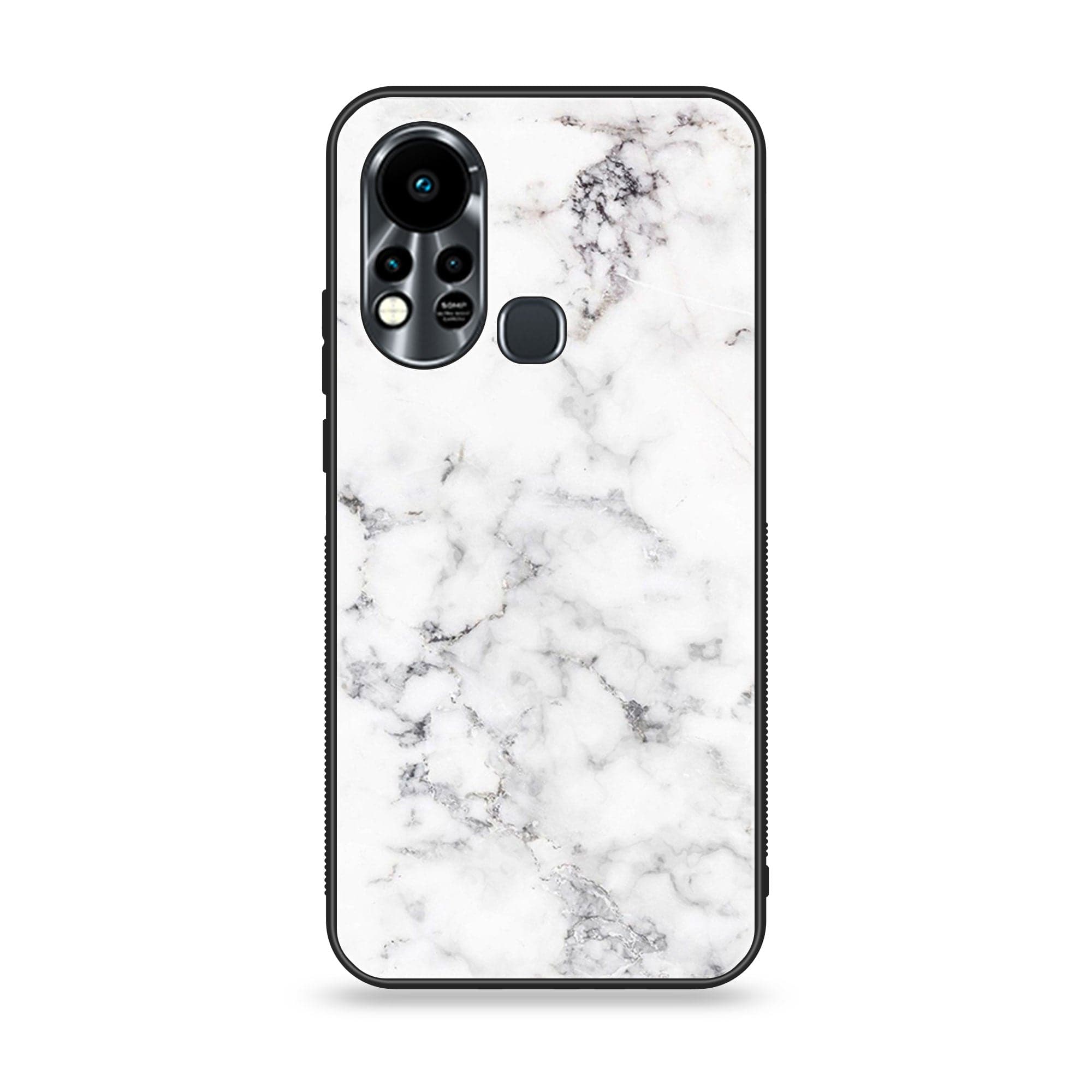 Infinix Hot 11S NFC   White Marble Series Premium Printed Glass soft Bumper shock Proof Case