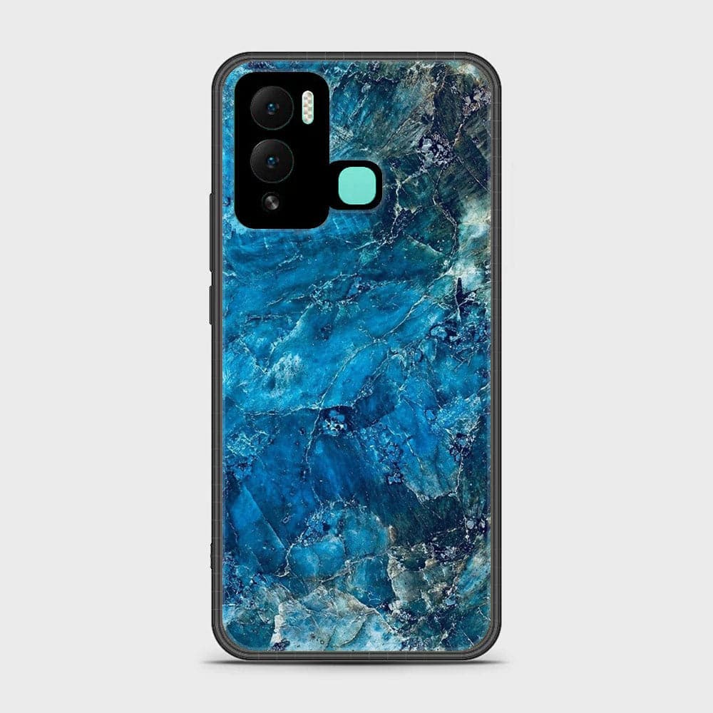 Infinix Hot 12 Play - Blue Marble Series - Premium Printed Glass soft Bumper shock Proof Case