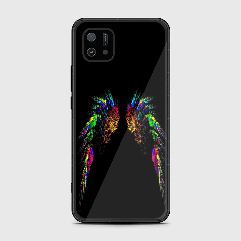 OPPO A16k Angel Wings Series  Premium Printed Glass soft Bumper shock Proof Case