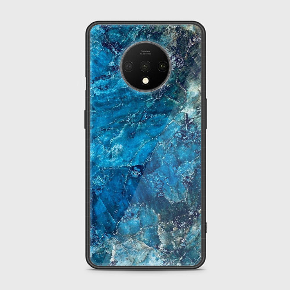 OnePlus 7T - Blue Marble Series - Premium Printed Glass soft Bumper shock Proof Case