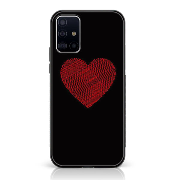 Samsung Galaxy A51 Heart Series Premium Printed Glass soft Bumper shock Proof Case