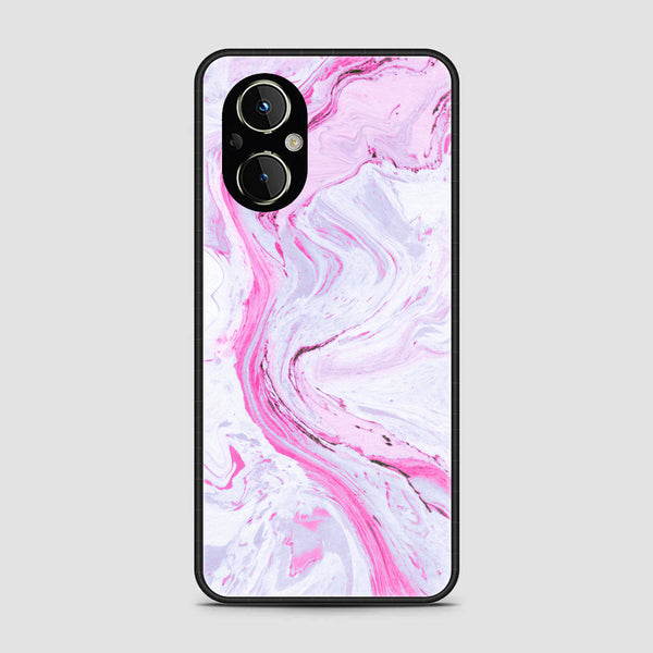 OnePlus Nord N20 5G- Pink Marble Series - Premium Printed Glass soft Bumper shock Proof Case