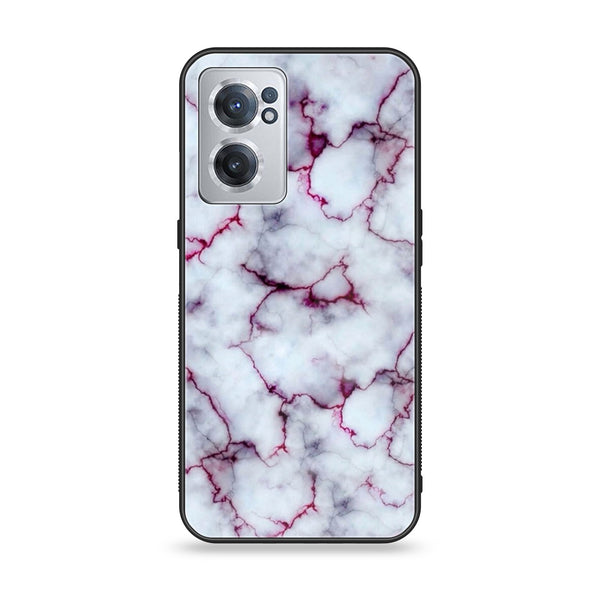 OnePlus Nord CE 2 5G - White  Marble Series - Premium Printed Glass soft Bumper shock Proof Case