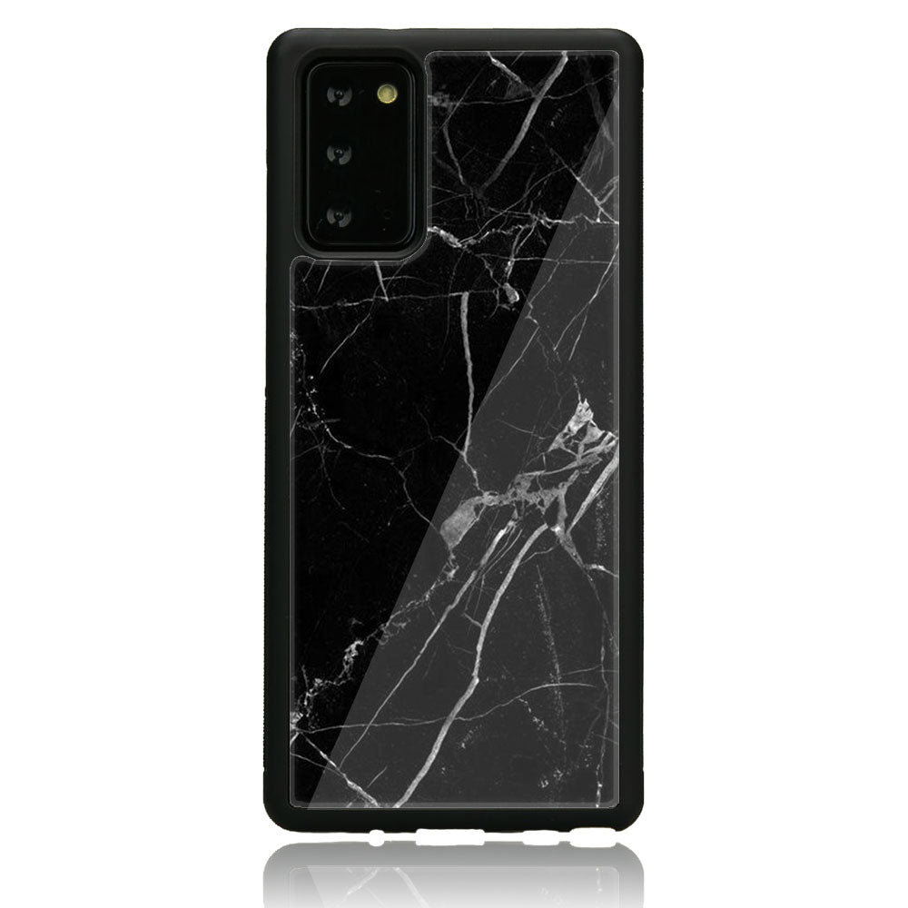 Samsung Galaxy Note 20 - Black Marble Series - Premium Printed Glass soft Bumper shock Proof Case