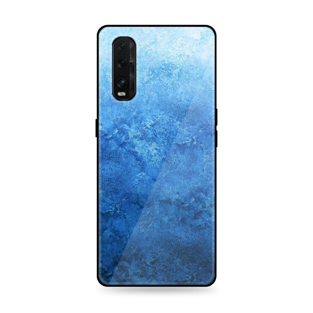 Oppo Find X2 - Blue Marble Series - Premium Printed Glass soft Bumper shock Proof Case