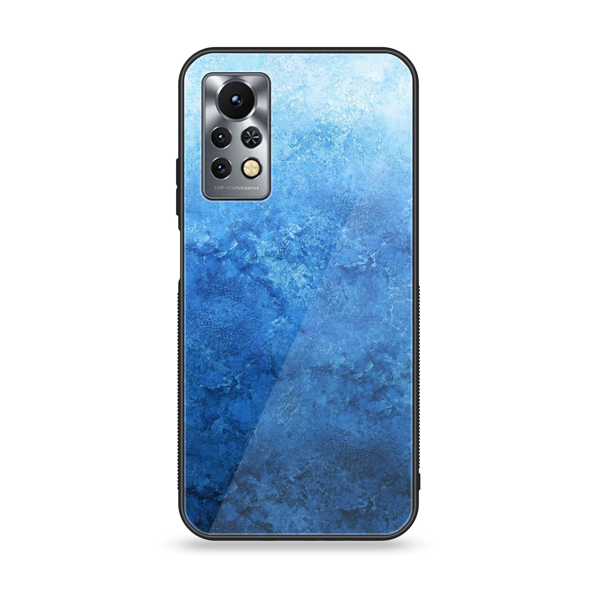Infinix Note 11s - Blue Marble Series - Premium Printed Glass soft Bumper shock Proof Case