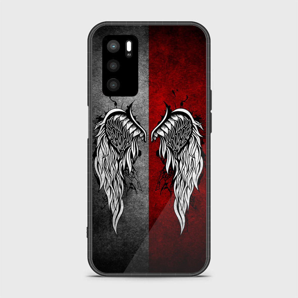 OPPO A16 - Angel Wings Series - Premium Printed Glass soft Bumper shock Proof Case