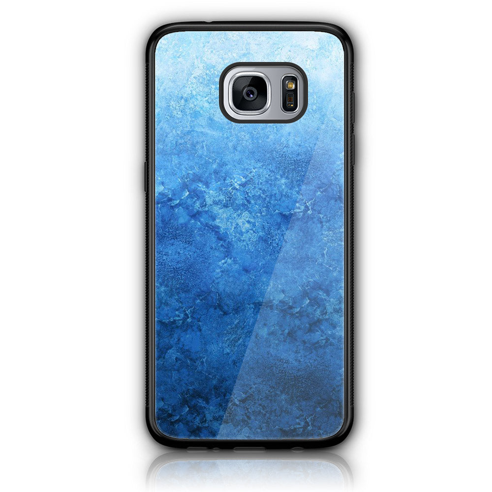 Samsung Galaxy S7 Edge - Blue Marble Series - Premium Printed Glass soft Bumper shock Proof Case