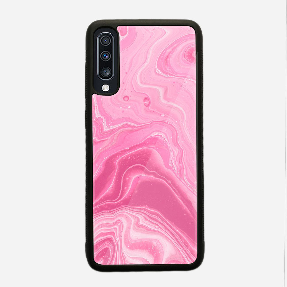 Samsung Galaxy A70S - Pink Marble Series - Premium Printed Glass soft Bumper shock Proof Case
