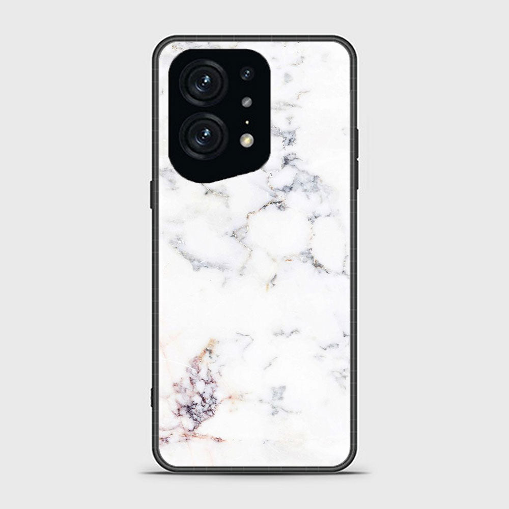 Oppo Find X5 White Marble Series Premium Printed Glass soft Bumper shock Proof Case
