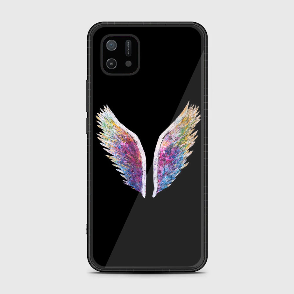 OPPO A16k Angel Wings Series  Premium Printed Glass soft Bumper shock Proof Case