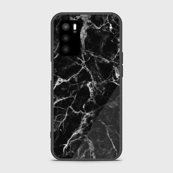 OPPO A16 - Black Marble S4 Glass Soft Bumper shock Proof Case CS-700