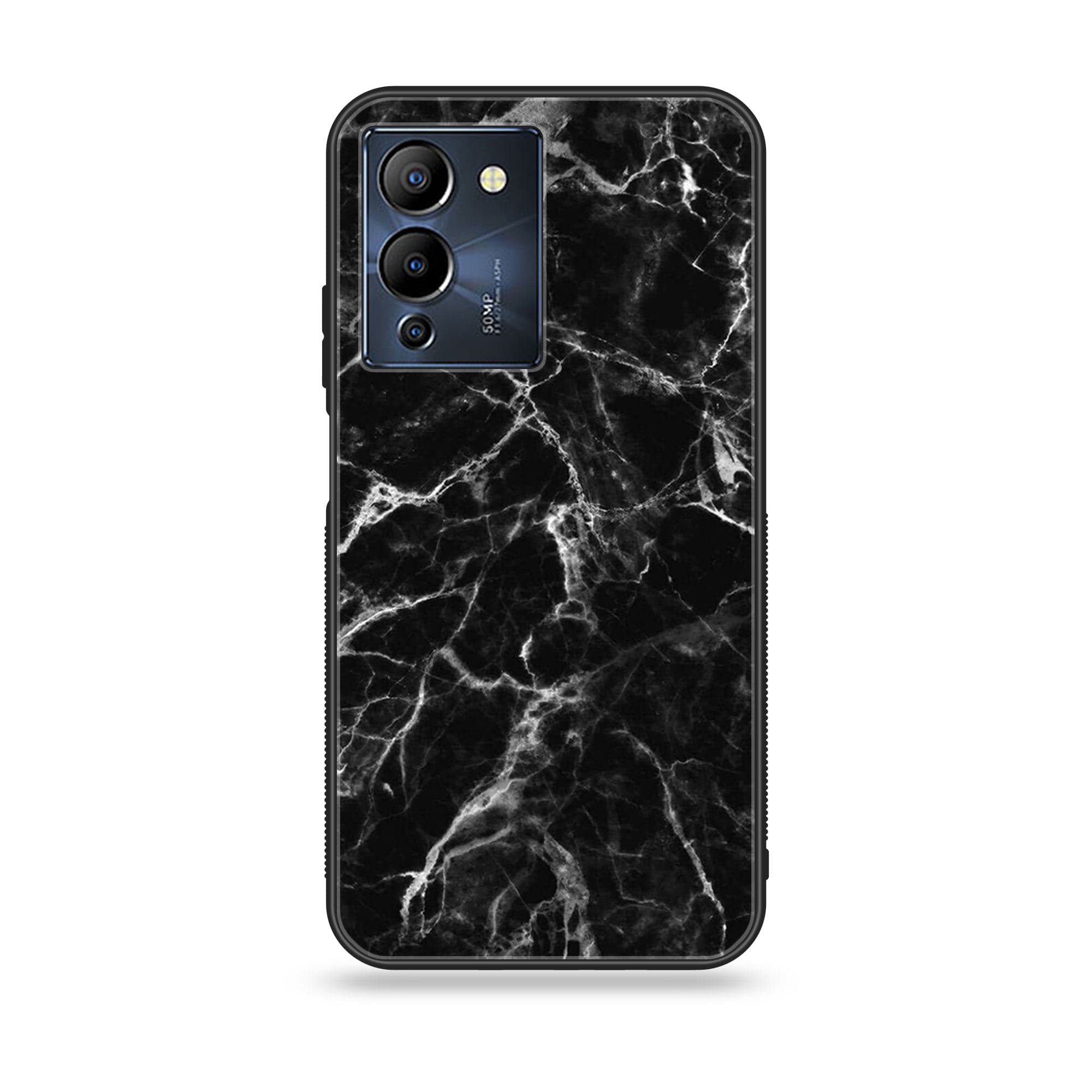 Infinix Note 12 G96 Black Marble Series Premium Printed Glass soft Bumper shock Proof Case