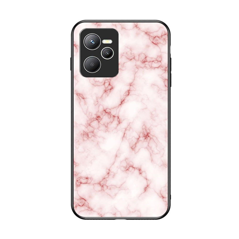 Realme C35 - Pink Marble Series - Premium Printed Glass soft Bumper shock Proof Case