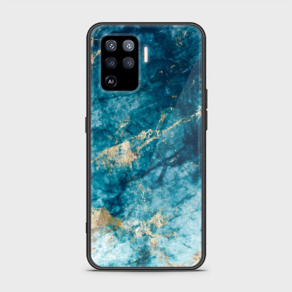 Oppo A94 - Blue Marble Series - Premium Printed Glass soft Bumper shock Proof Case