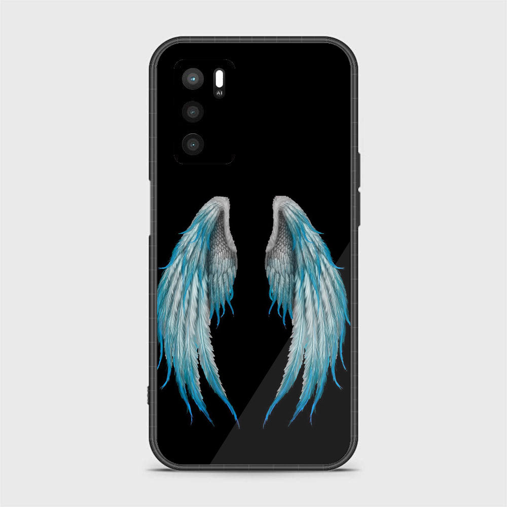 OPPO A16 - Angel Wings Series - Premium Printed Glass soft Bumper shock Proof Case