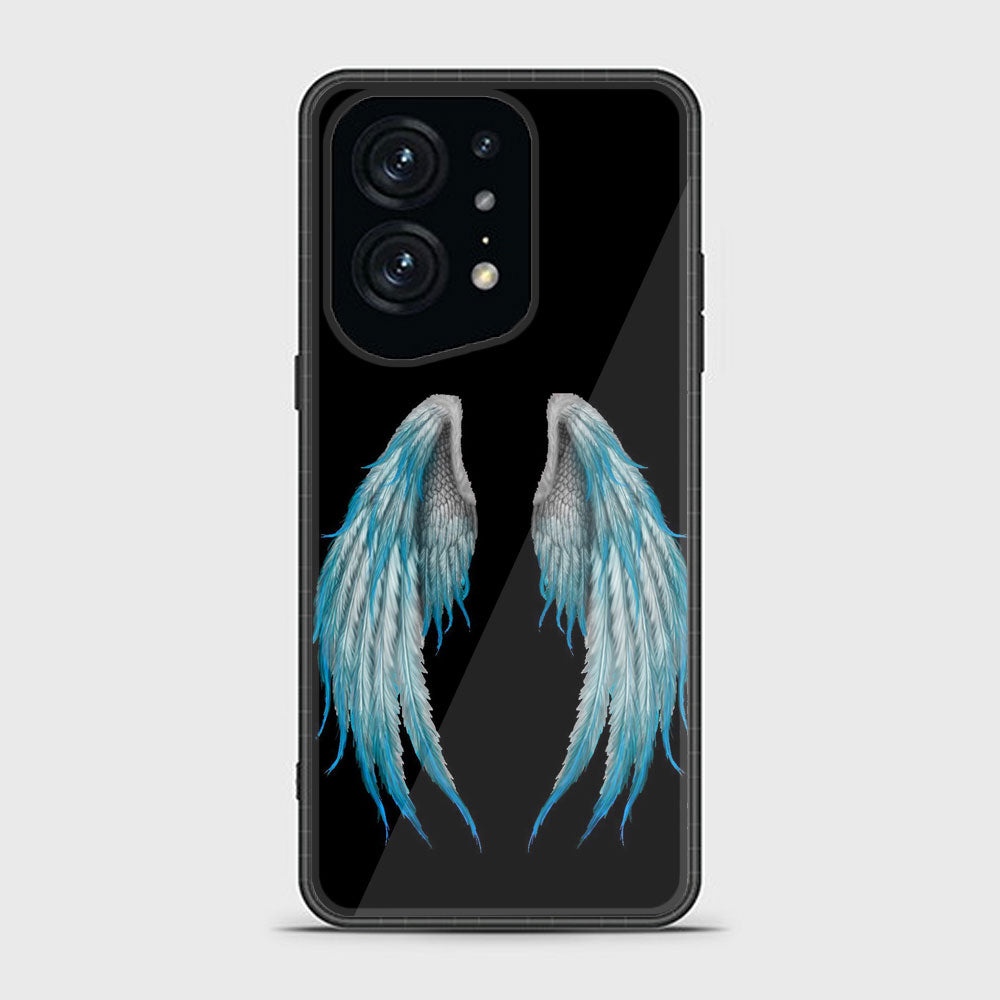 Oppo Find X5 Angel Wings Series Premium Printed Glass soft Bumper shock Proof Case