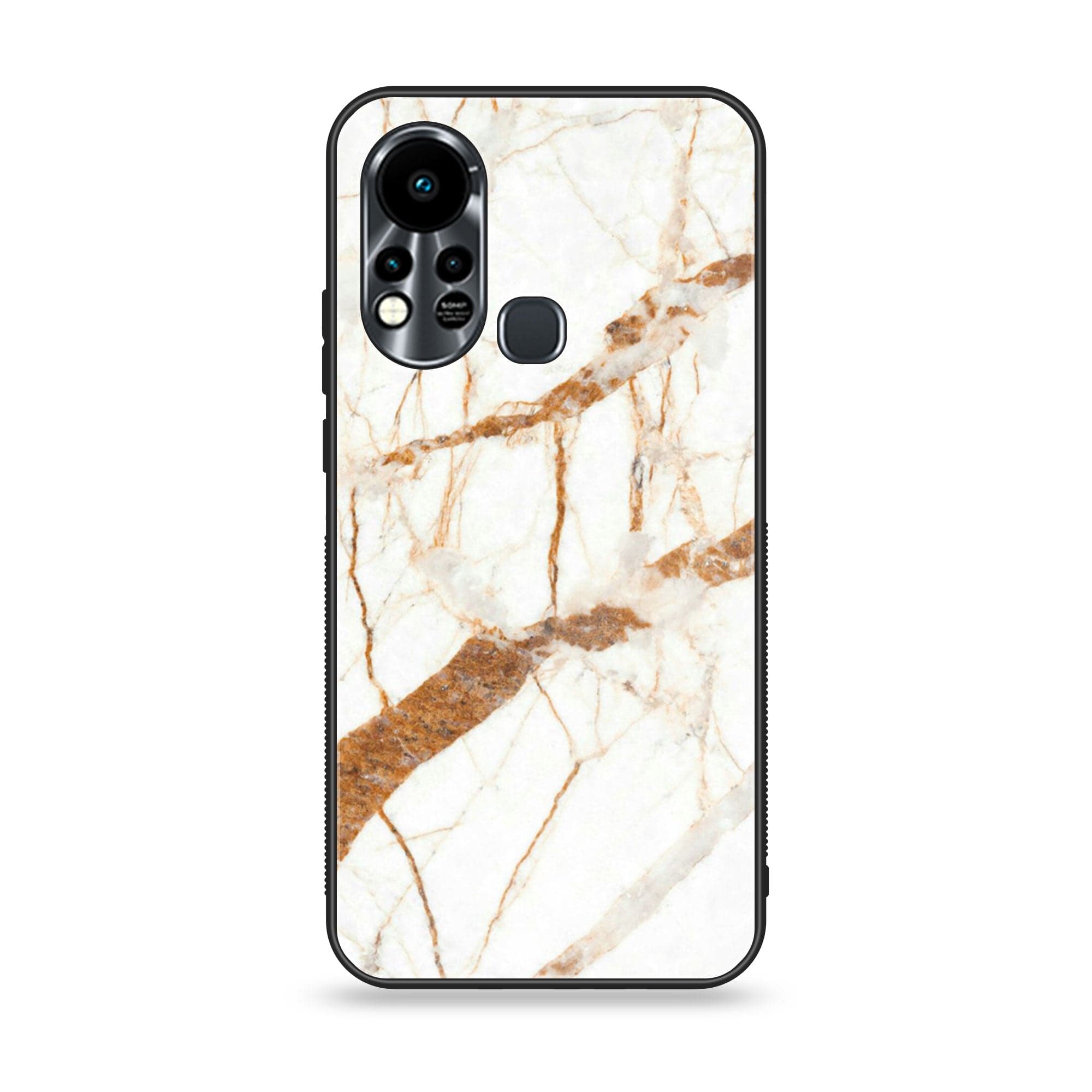 Infinix Hot 11S NFC   White Marble Series Premium Printed Glass soft Bumper shock Proof Case