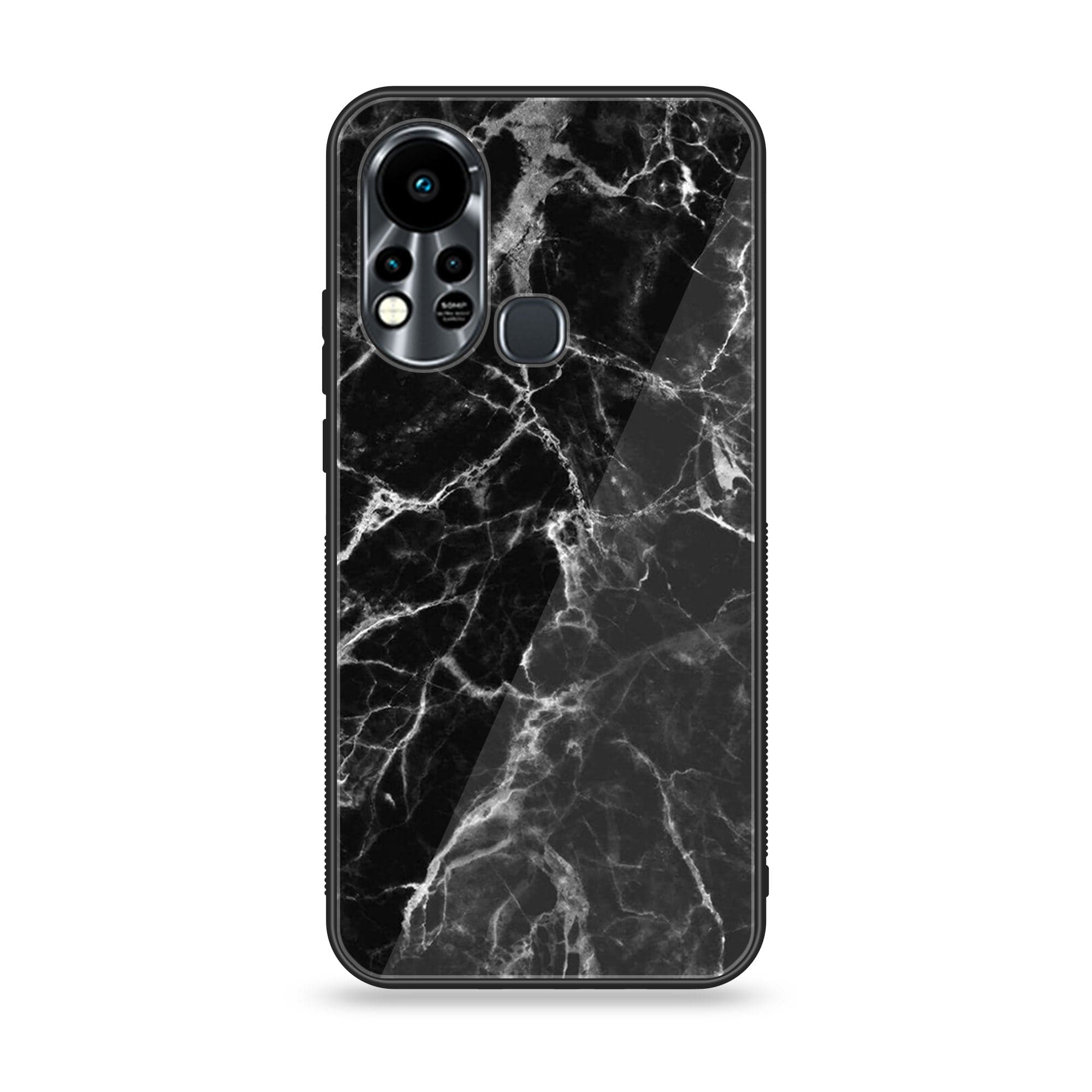 Infinix Hot 11S NFC   Black Marble Series Premium Printed Glass soft Bumper shock Proof Case