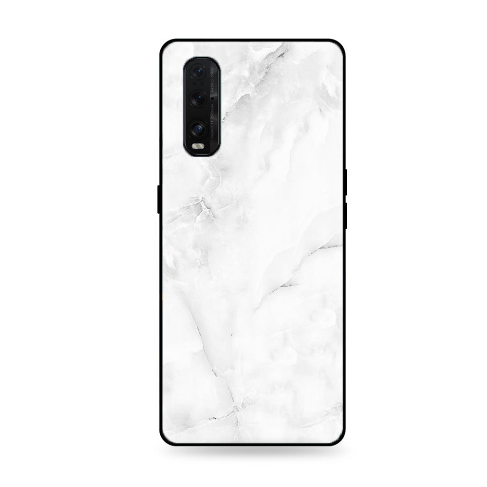 Oppo Find X2 -White Marble Series - Premium Printed Glass soft Bumper shock Proof Case