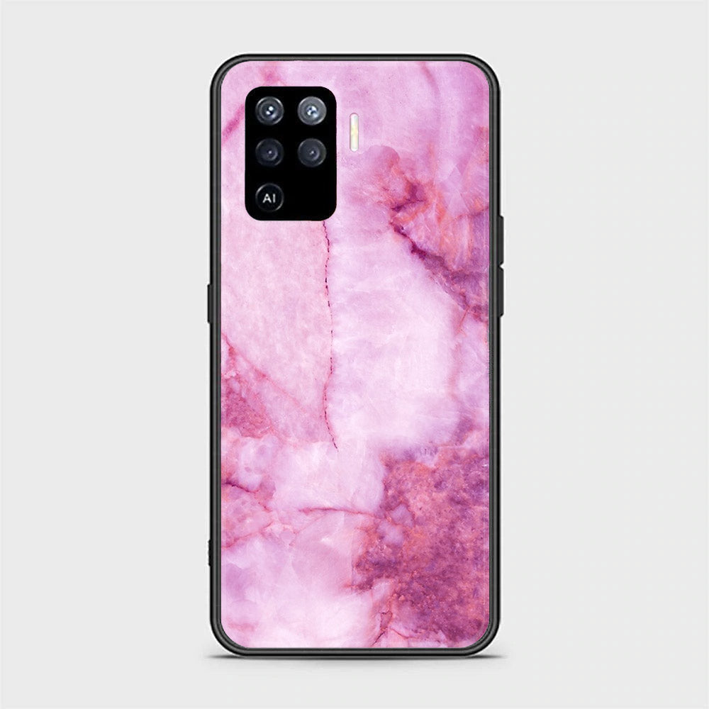 Oppo A94 - Pink Marble Series - Premium Printed Glass soft Bumper shock Proof Case